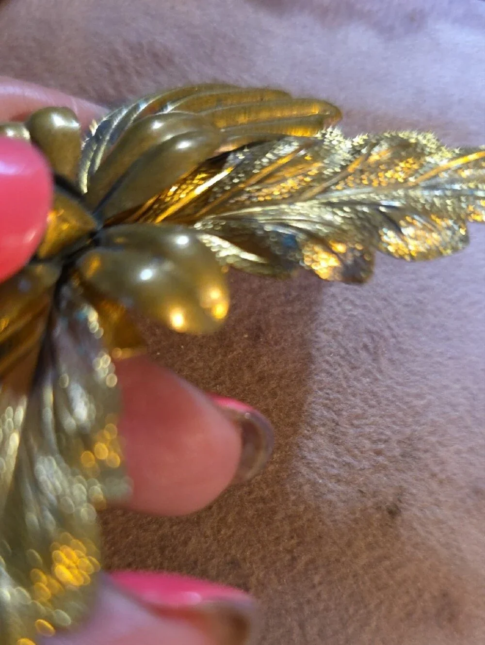 Vintage Ornate Layered Brass Floral Brooch